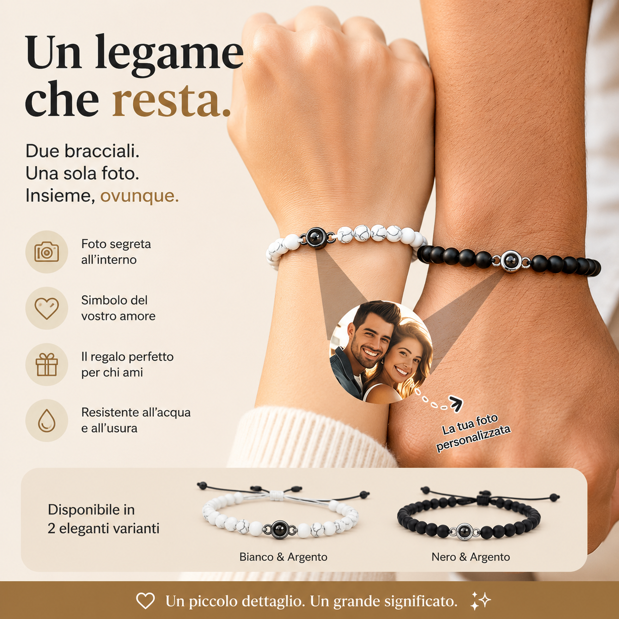 ❤️ Bracciali di Coppia con Foto Segreta