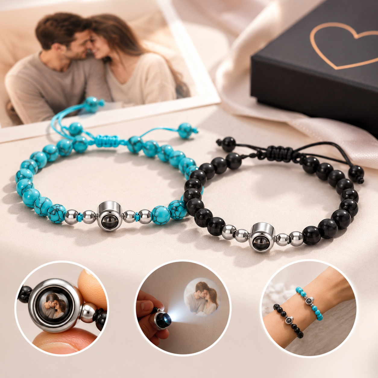 ❤️ Bracciali di Coppia con Foto Segreta