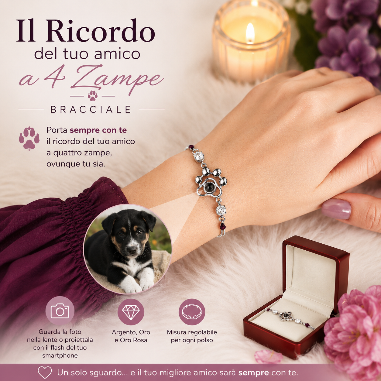 Cuore a 4 Zampe – Bracciale Personalizzato