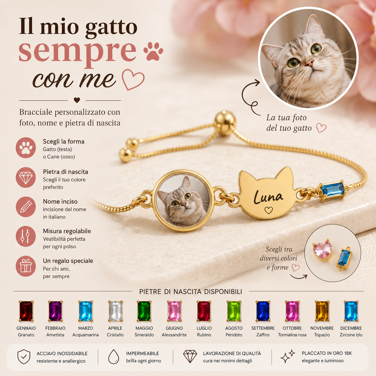Cuore a 4 Zampe – Bracciale Personalizzato