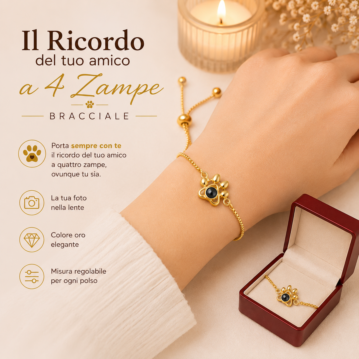 Cuore a 4 Zampe – Bracciale Personalizzato