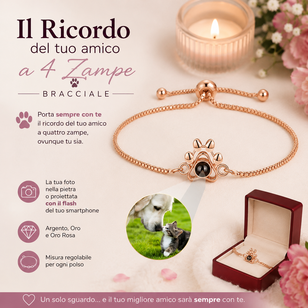 Cuore a 4 Zampe – Bracciale Personalizzato