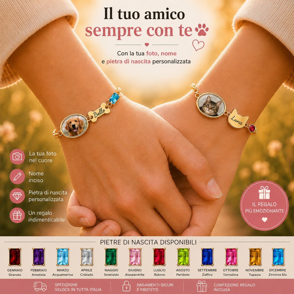 Cuore a 4 Zampe – Bracciale Personalizzato