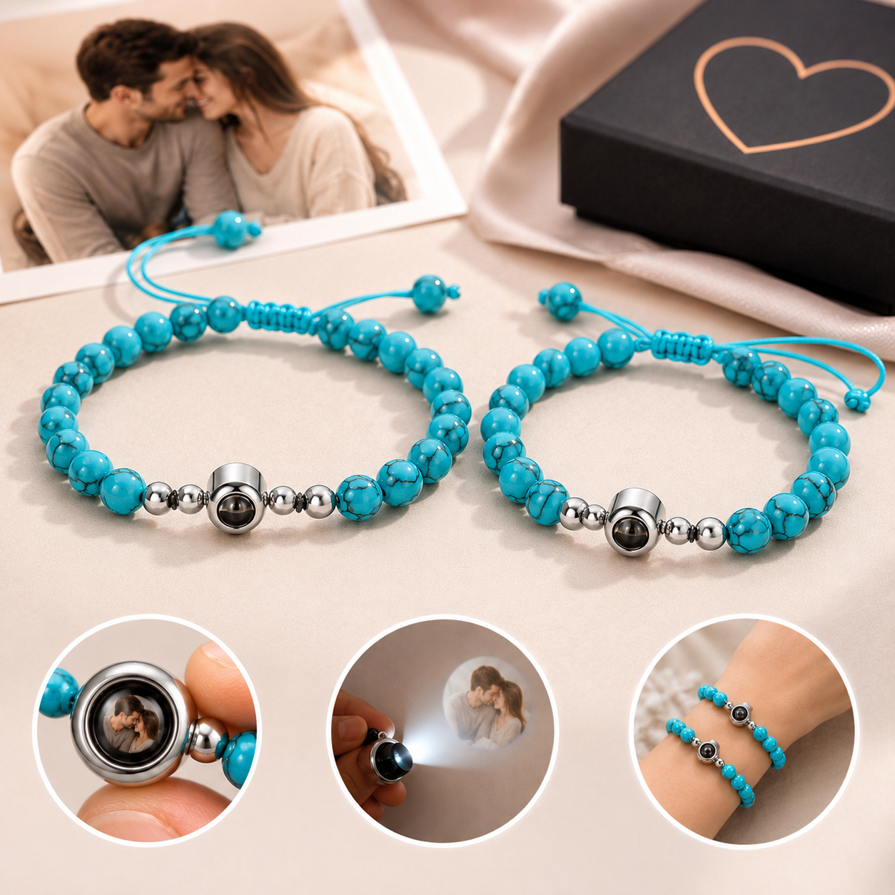 ❤️ Bracciali di Coppia con Foto Segreta