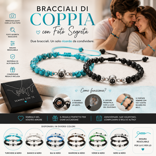 ❤️ Bracciali di Coppia con Foto Segreta